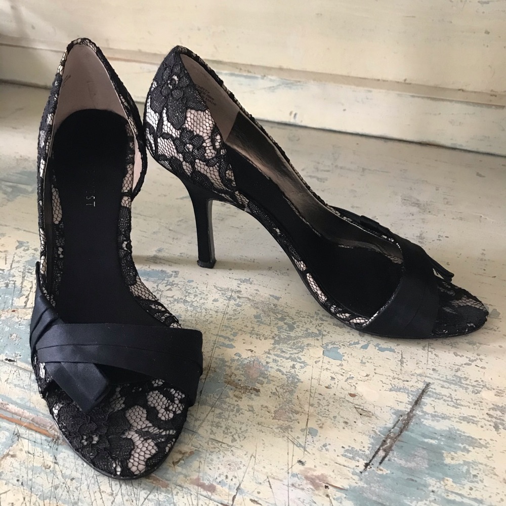 Black lace heels